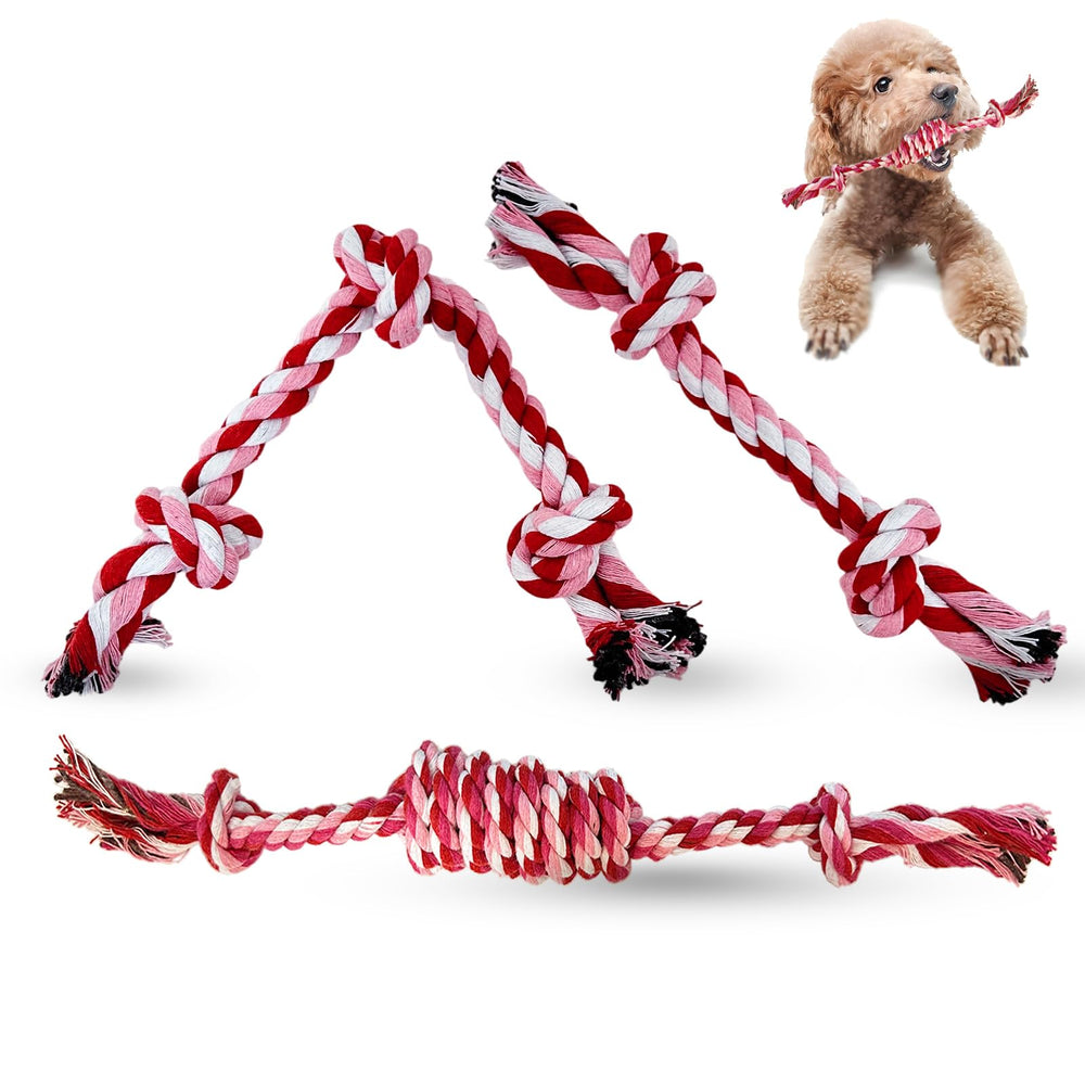 Cdyzqikm puppy 3-pack cotton knot rope toys readily spotted during play.