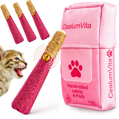 CealumVita catnip-sticks hand-rolled pink 4-pack for multi-cat play.