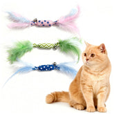 CealumVita catnip toy candy shape with feathers and bell for active indoor play.