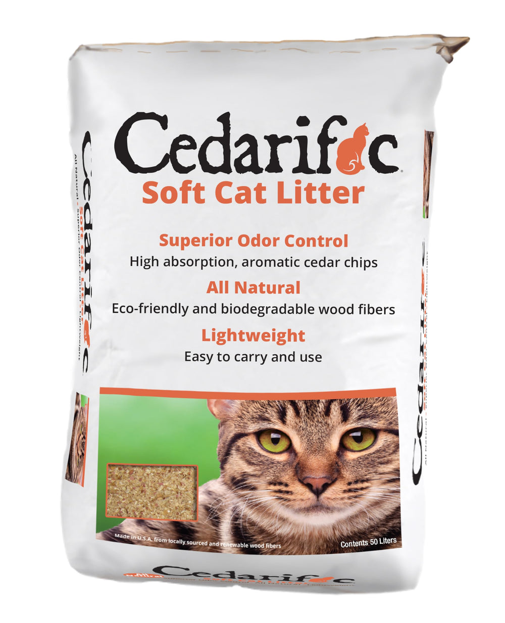 Cedarific natural cedar chips cat litter 50L bag provides chemical-free, biodegradable litter solution