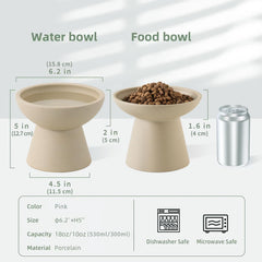 CEEFU 2 elevated cat bowls front view highlights anti-tip stability for spills.