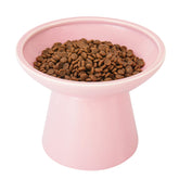 CEEFU extra-wide elevated ceramic cat bowl pink top view showing whisker-friendly design