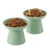 CEEFU extra-wide elevated ceramic cat bowl in Sage Green for whisker-friendly feeding