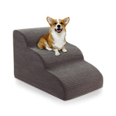 Ceekliybear curved dog stairs on bed aiding small dog access and comfort.