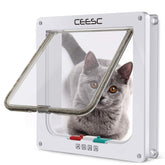 CEESC cat flap door white front view with weather seal for quiet pet access.