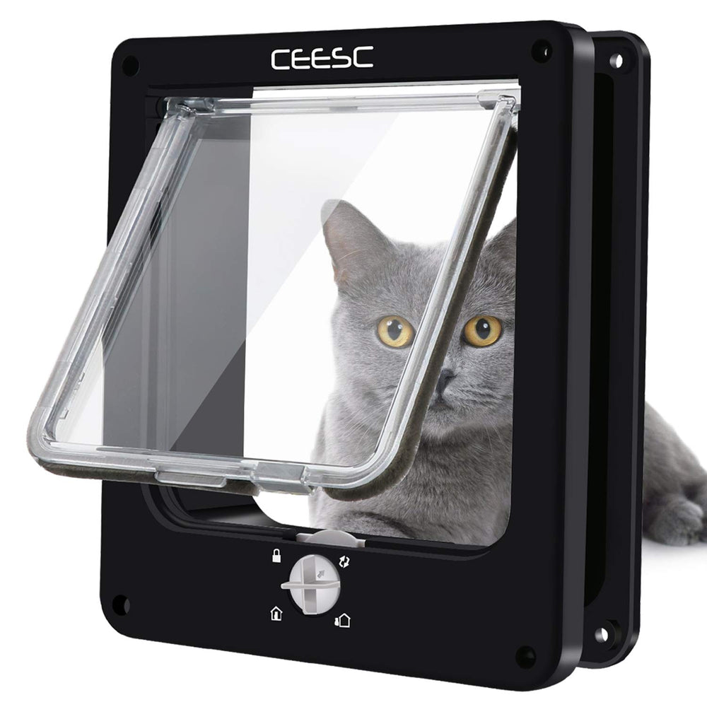 CEESC medium cat door exterior view with weatherproof design protecting interior from rain