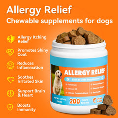 Celiaeh dog allergy chews packaging front shows grain-free formula for sensitive dogs.