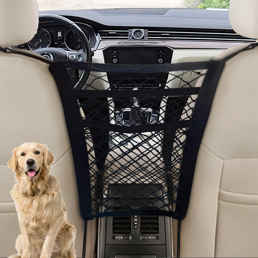 CEMZENFIX dog car net barrier back seat installed keeps pets secure for safer trips.