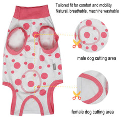 Ceseonce dog-surgery-suit showing pee-hole design enabling easy bathroom breaks.