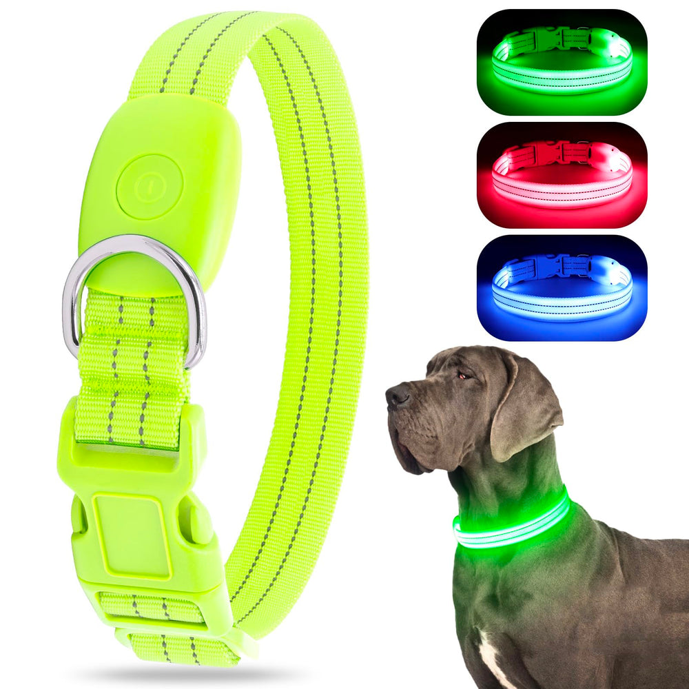 ChalkLit LED collar green glow side view improves night safety for walks.