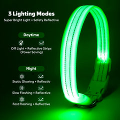ChalkLit LED collar USB charging highlight for quick on-the-go recharging.