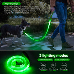 ChalkLit LED dog leash padded-handle offers comfortable grip on walks