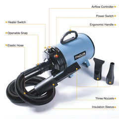 CHAOLUN dog dryer adjustable-speed blue enables customized grooming for coats