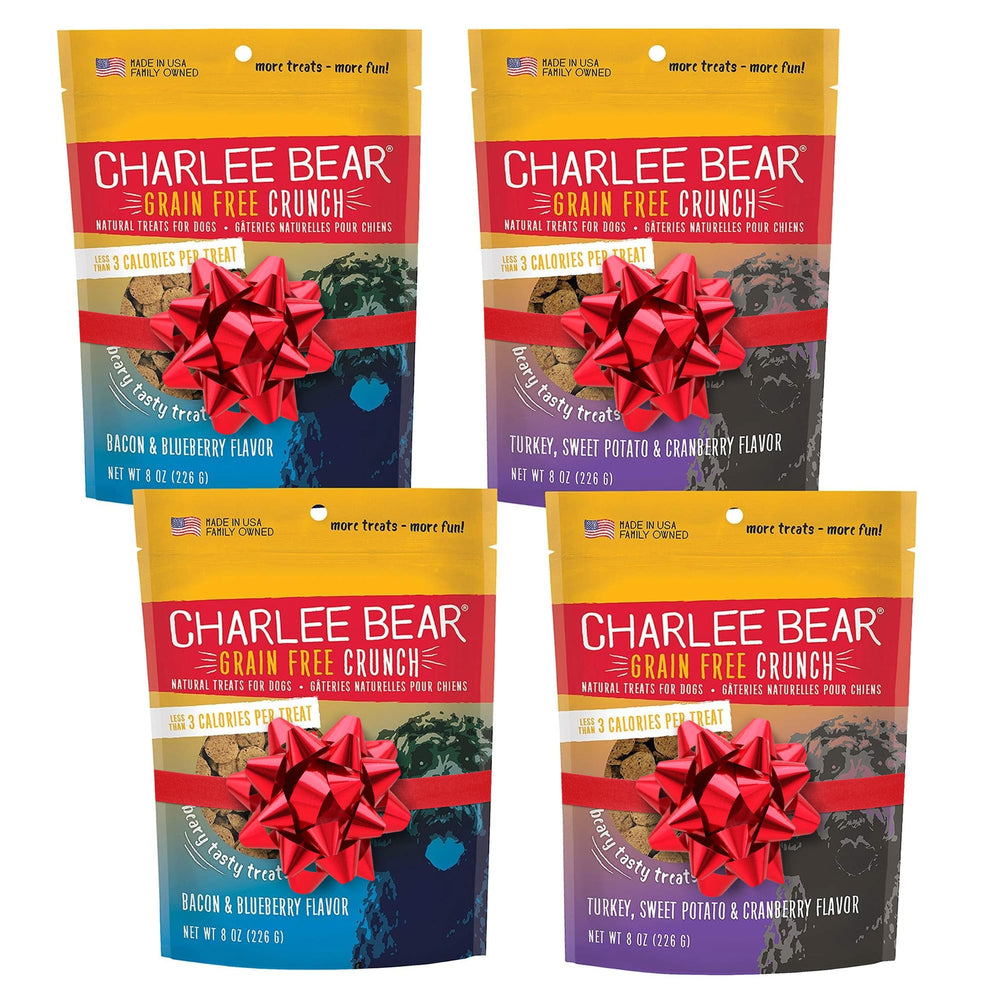 Charlee Bear crunchy training treats 8oz ideal for quick, low-calorie rewards during training.