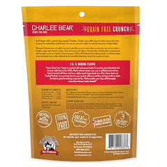 Charlee Bear peanut butter banana treats closeup, aromatic crunch for quick training praise.