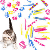 Charniol cat-spring-toy yellow closeup showing flexible PVC for playful swats.