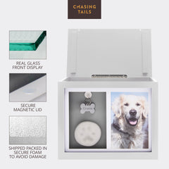 Chasing Tails spacious dog urn interior accommodates ashes and keepsakes