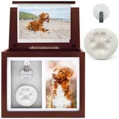 Chasing Tails dog ashes urn front view showcases timeless memorial display.
