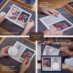 Chasing Tails photo frame on the urn for cherished memories.