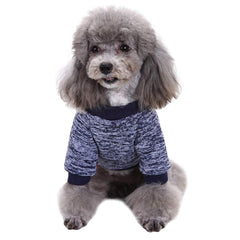 CHBORLESS dog sweater navy blue back view showcases snug fit and cute styling for winters.