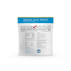 Checkups dental dog treats close-up highlights the pliable texture for cleaning teeth.