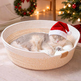 CHEERHOME PETS cat bed basket front view with cushion offers cozy all-season comfort