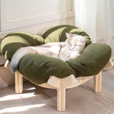 CHEERHOME PETS elevated-cat-bed-wood-base provides sturdy support for restful naps.