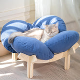 CHEERHOME PETS elevated cat bed with wooden-base offers sturdy support for indoor cats.