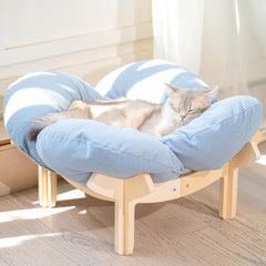 CHEERHOME PETS elevated cat bed wooden-base shows sturdy lounge for resting cats