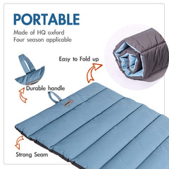 CHEERHUNTING indoor-outdoor use demonstrates versatile crate mat for home or campsite.