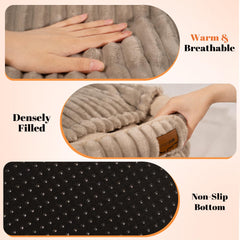 CHEERPALS cat bed round khaki non-slip-base keeps lounging area steady.