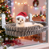 CHEERPALS cat window perch side view in grey offering strong support for cozy lounging.