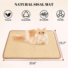 CHEERPALS sisal scratcher mat showing furniture protection on a sofa