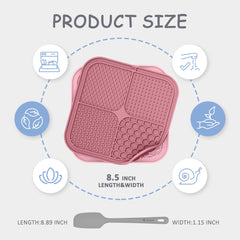 ChefAide lick mat with 49 suction cups securely grips smooth surfaces.