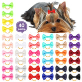 Chenkou Craft puppy yorkie bows 40mm mixed colors on soft satin ribbon for grooming