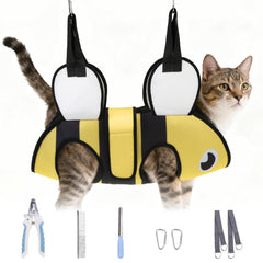 Cherishelt bee-design dog grooming hammock for calm grooming sessions.