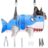 Cherishelt dog grooming hammock shark design for comfortable home grooming.