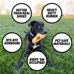 Chew Drip Shoe Dog Toy natural rubber texture emphasizes safe, play-friendly materials