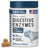 Chew + Heal Labs dog digestive chews in a bowl support gut health at meals.