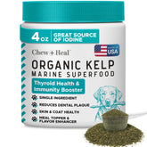 Chew + Heal Labs kelp supplement jar closeup highlighting iodine-rich seaweed for thyroid support