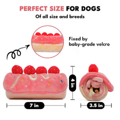 CHEWFFON dog enrichment roll-cake design showcases colorful, treat-filled challenge.