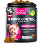 CHEWIA dog UTI treat packaging showcases vet-formulated cranberry blend for urinary health.