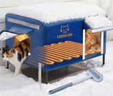 Chewlish outdoor heated cat house thermostat warmth for chilly naps