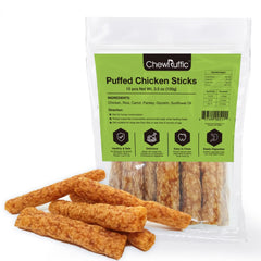 ChewRuffic Chicken Dog Chew Sticks texture close-up showcases porous bite to promote chewing