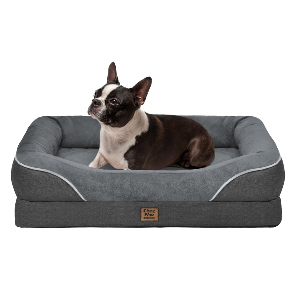 Chez Paw large orthopedic bed outer view highlighting 360° surround support for cozy lounging.