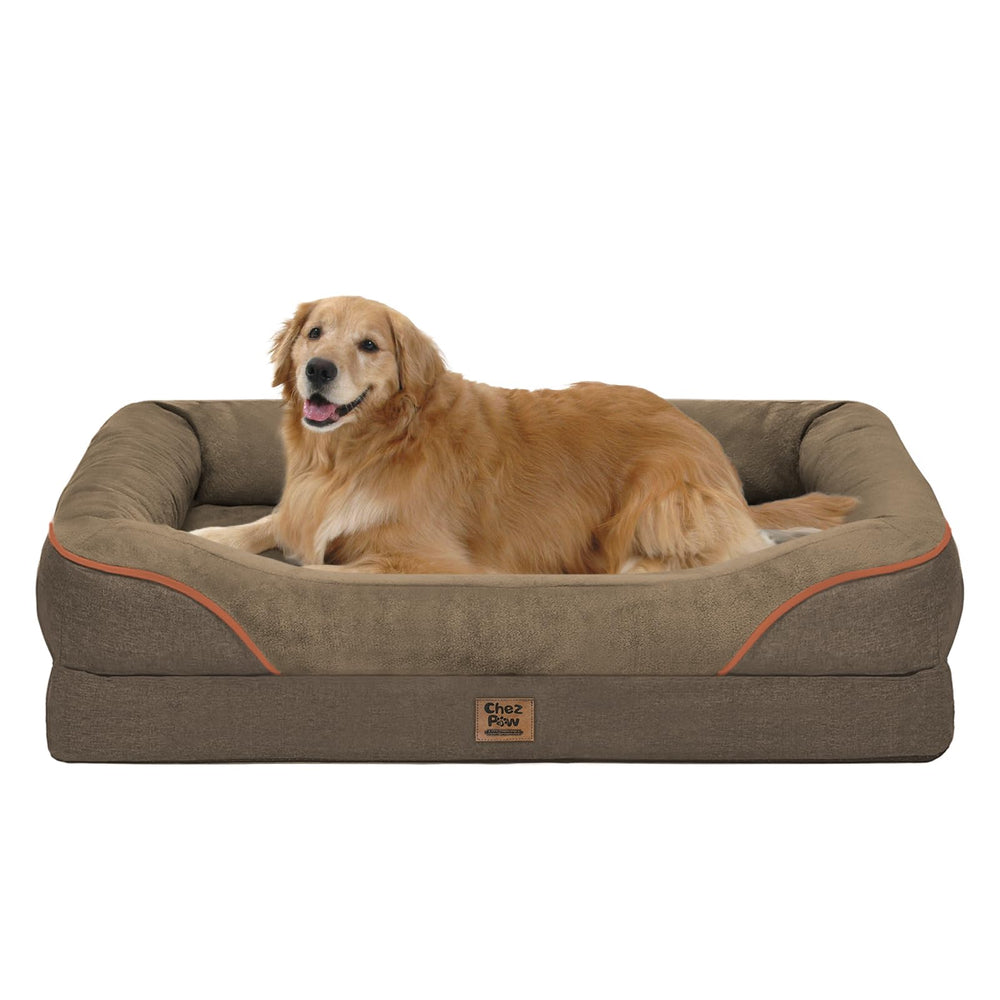 Chez Paw orthopedic XL dog bed with foam support for spinal comfort.