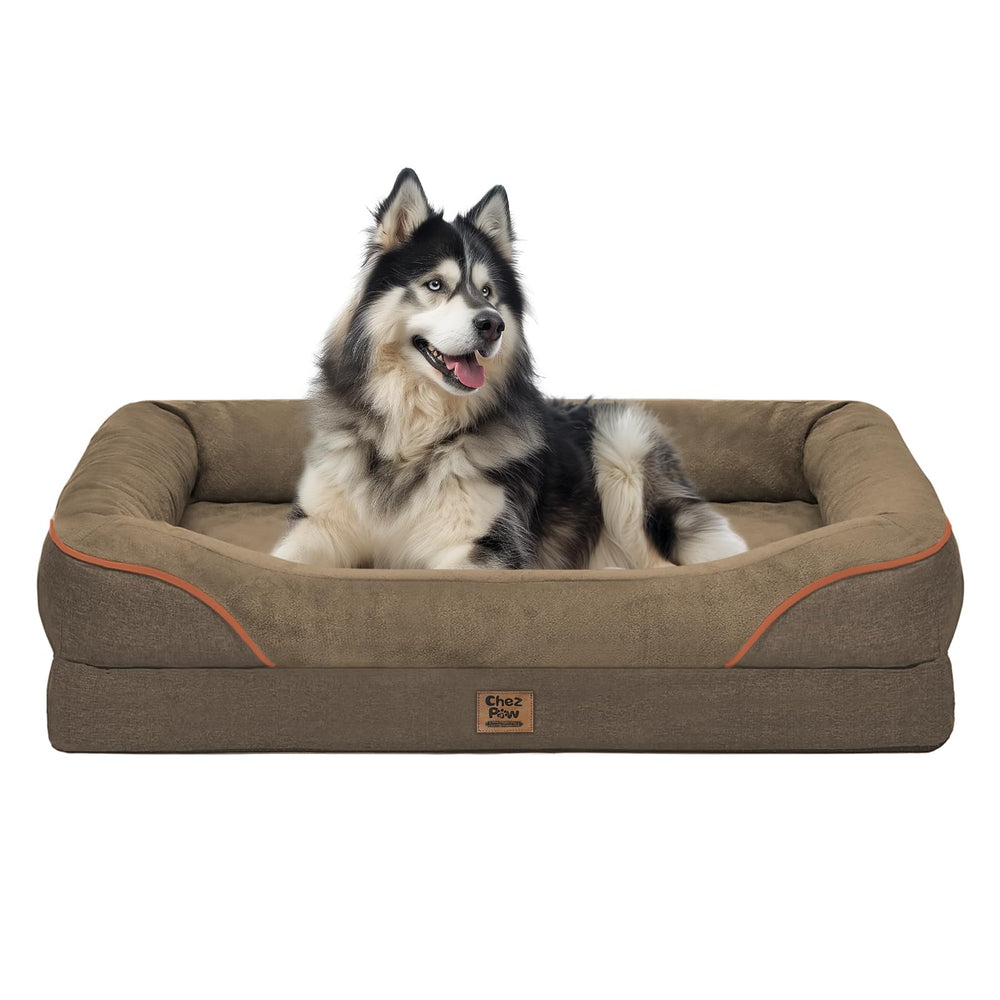 Chez Paw Washable Orthopedic Bed XL full bed with bolster offers secure, comfortable rest.