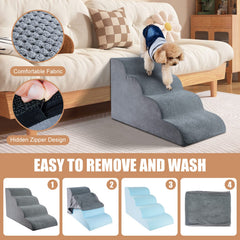 Chic Threads dog stairs corduroy-cover highlighting removable easy-clean fabric