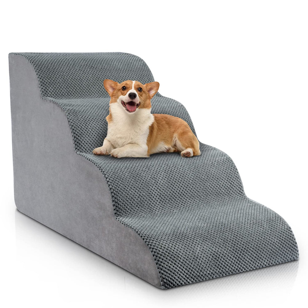 Chic Threads dog stairs four-step high-beds showing elevated access for small pets and beds