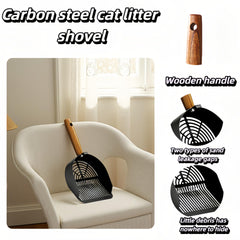 Chinshwehaw wood-handle litter scoop offers ergonomic grip for comfortable daily use